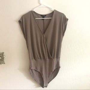 Super sexy silver/taupe/gray low cut body suit